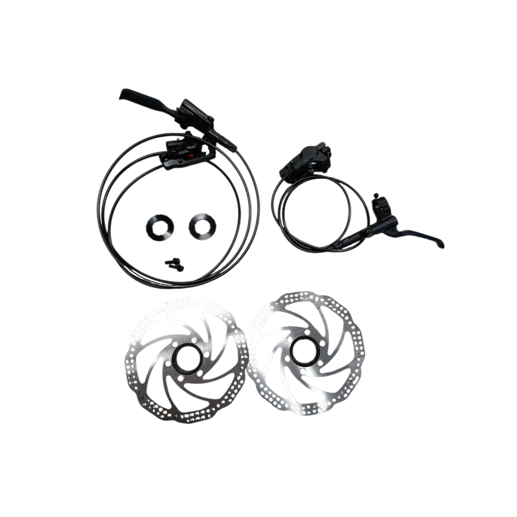 Scheibenbremsensatz, Kabellänge rechts 2000 mm und links 1000 mm. 180mm Centerlock-Scheibenbremsaufnahme.
