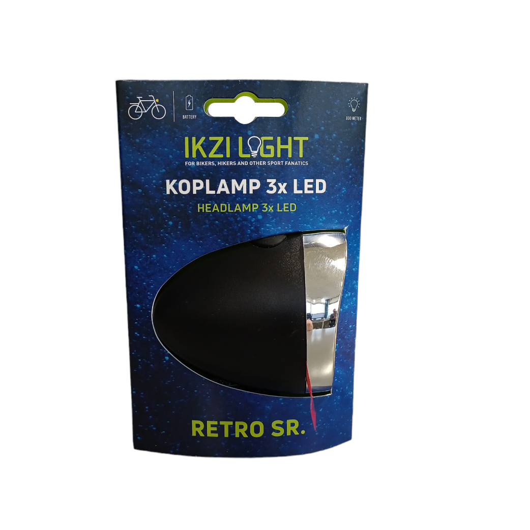 kziLight Scheinwerfer Retro 3xLED, schwarz Batterie