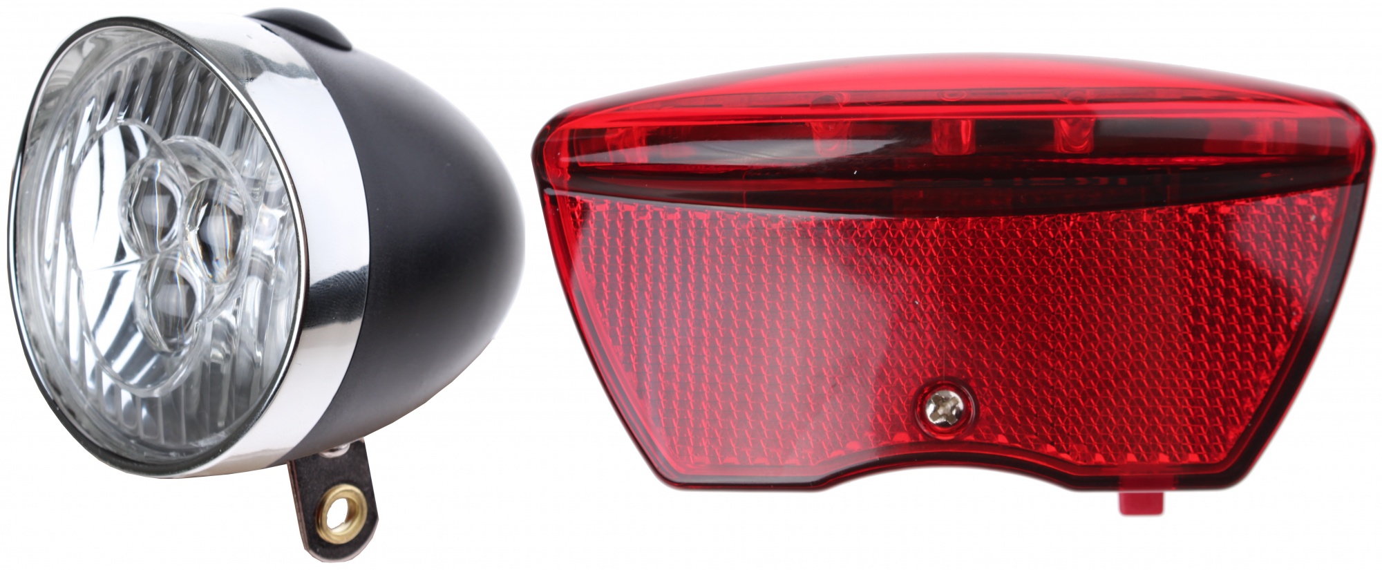 IkziLight Scheinwerfer Retro 3xLED, schwarz und Reflektor 5xLED Batterie