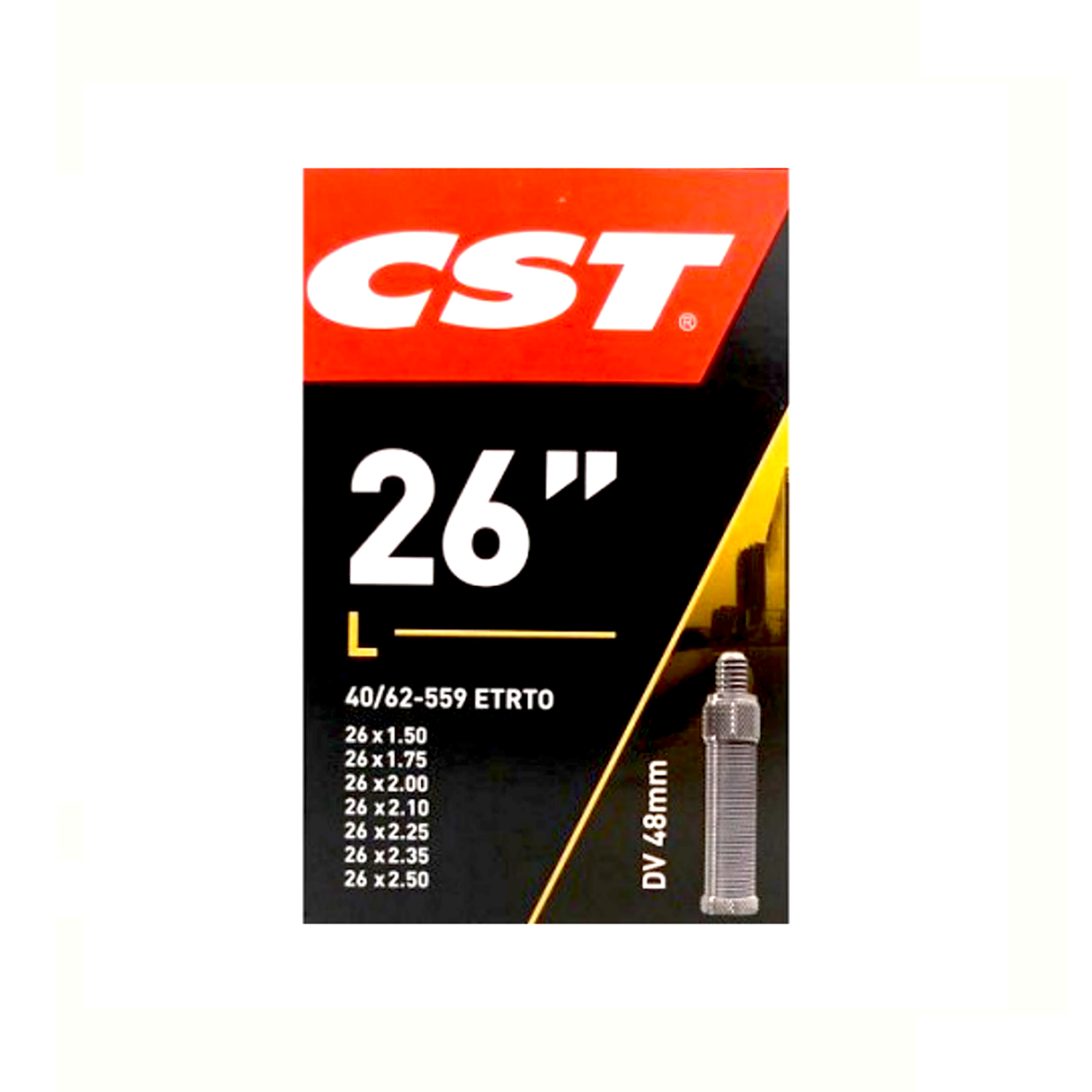 CST Schlauch 26x1,75-1,90-2,50 ETRTO 40/62-559, Ventil: Dunlop Blitz/Holland 48mm