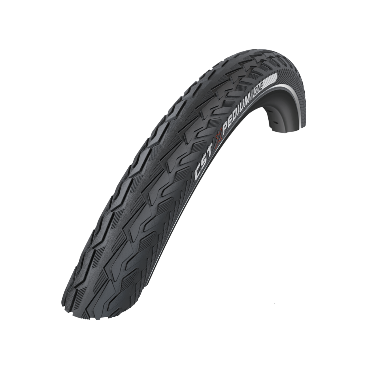 CST Xpedium One (anti-crevaison 1mm) Noir avec réflexion latérale. 28x1½ ETRTO 40-635