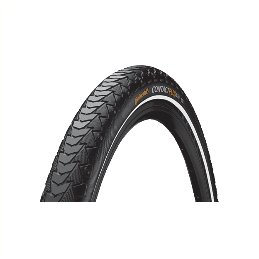 Continental Contact Plus Reifen, Schwarz mit Reflexion, 28x1 5/8x1 3/8, ETRTO 37-622 (50 km/h E-Bike zugelassen)