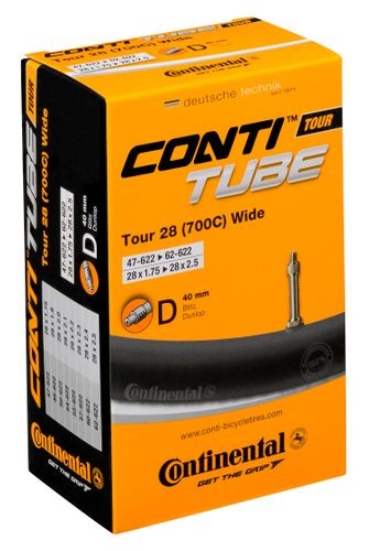 Continental Tour 28 breiter Schlauch, 28 x 1,75/2,5, ETRTO 47/62-622, 40 mm niederländisches Ventil