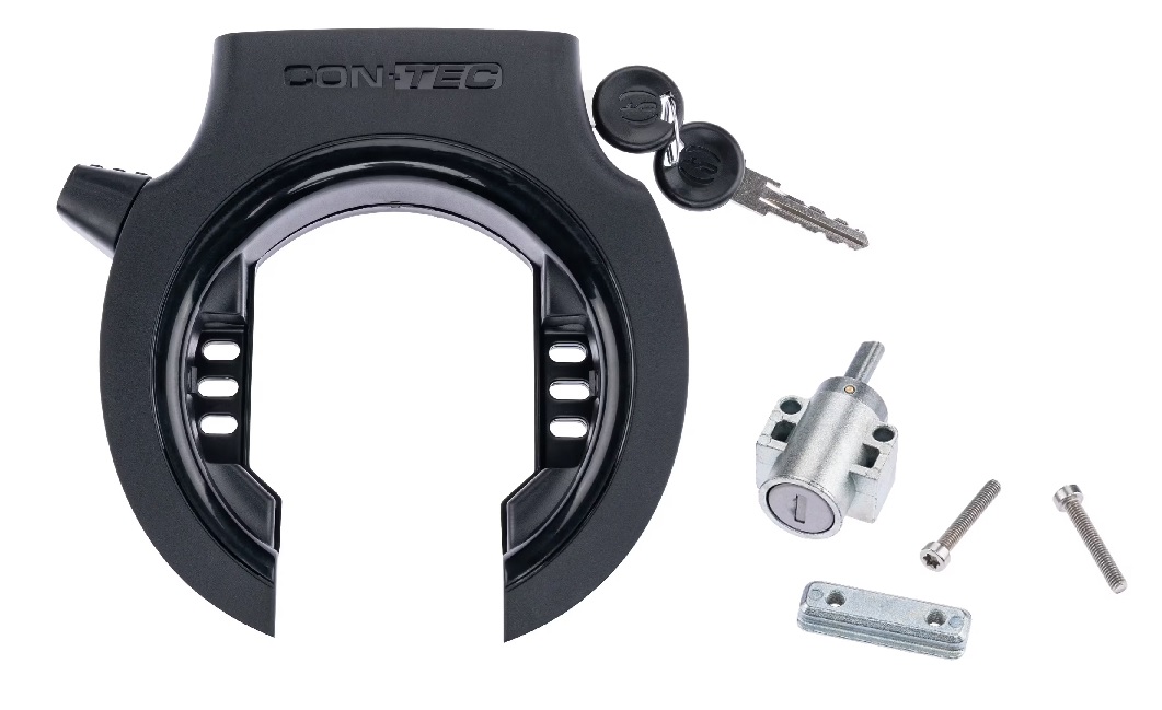Contec PowerLoc L Ringschloss schwarz mit Bosch BES3 Powertube-Akkuschloss. (Werkstattverpackung)