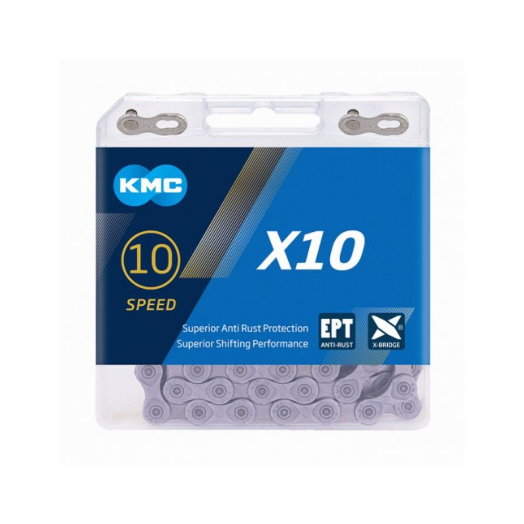 KMC-Kette X10 Silber, EPT, 1/2x1128, 10-fach. Anti-Rost
