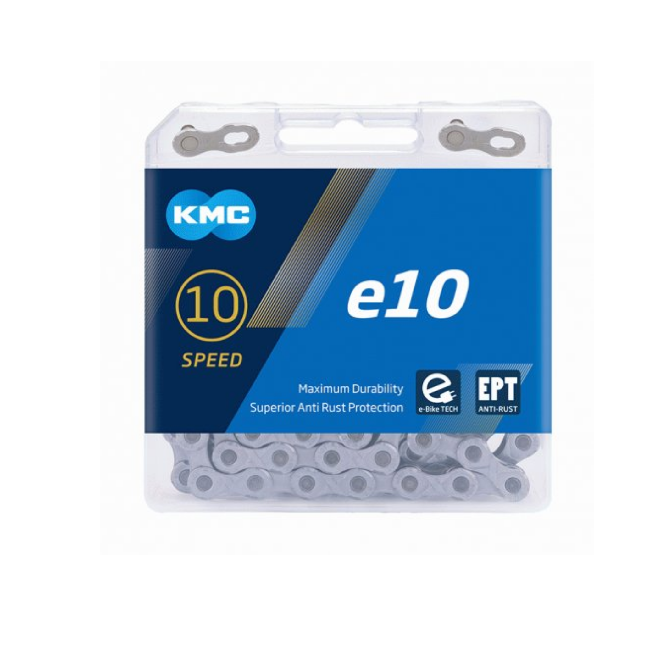 KMC-Kette e10 EPT, 1/2x11/128, 136 Glieder, 5,88 mm Stift, 10-Gang-Mittelmotor-E-Bike-Kette, rostfrei