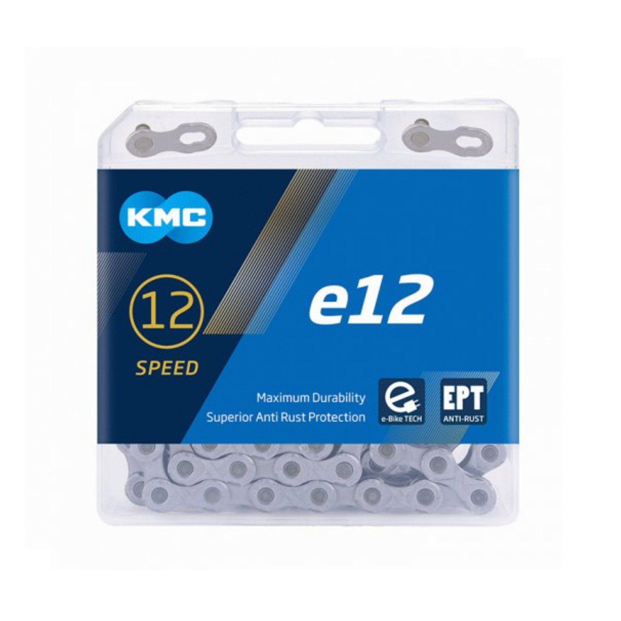 KMC-Kette E12 EPT, 1/2x11/128, 130 Glieder, 5,2 mm Bolzen, 12-fach, rostfrei