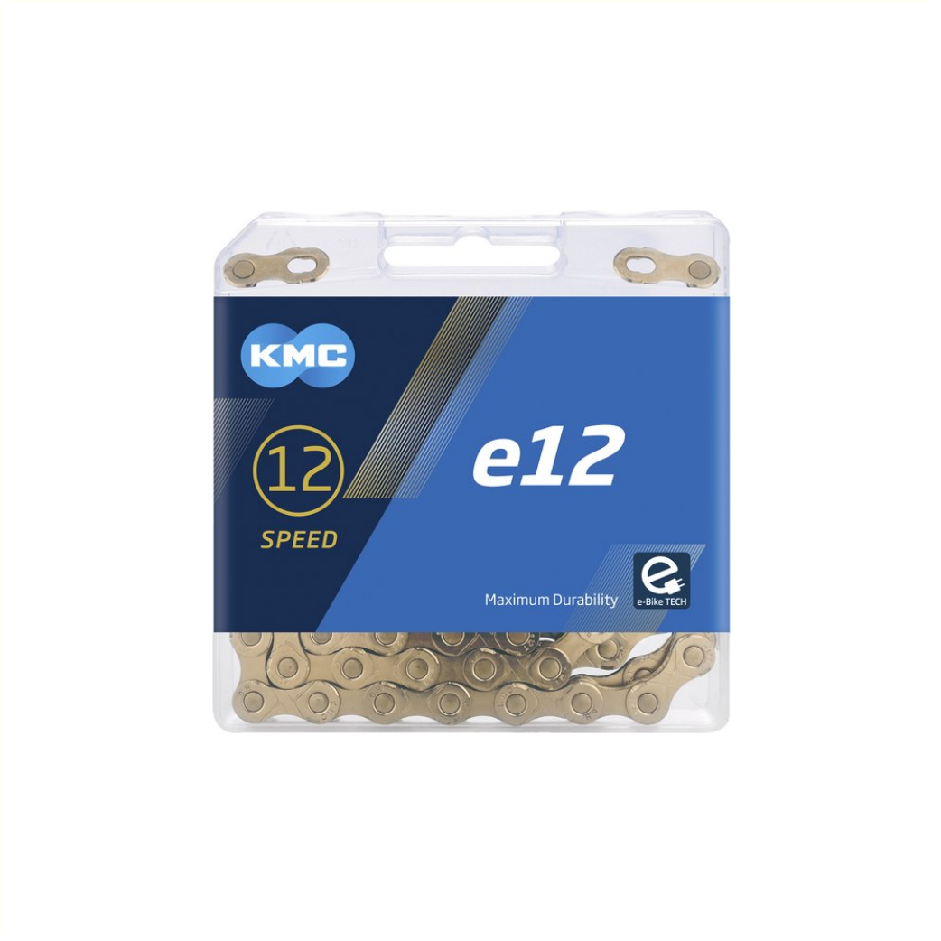 KMC-Kette E12 Ti-Ni Gold, 1/2x11/128, 130 Glieder, 5,2 mm Stift, 12-fach