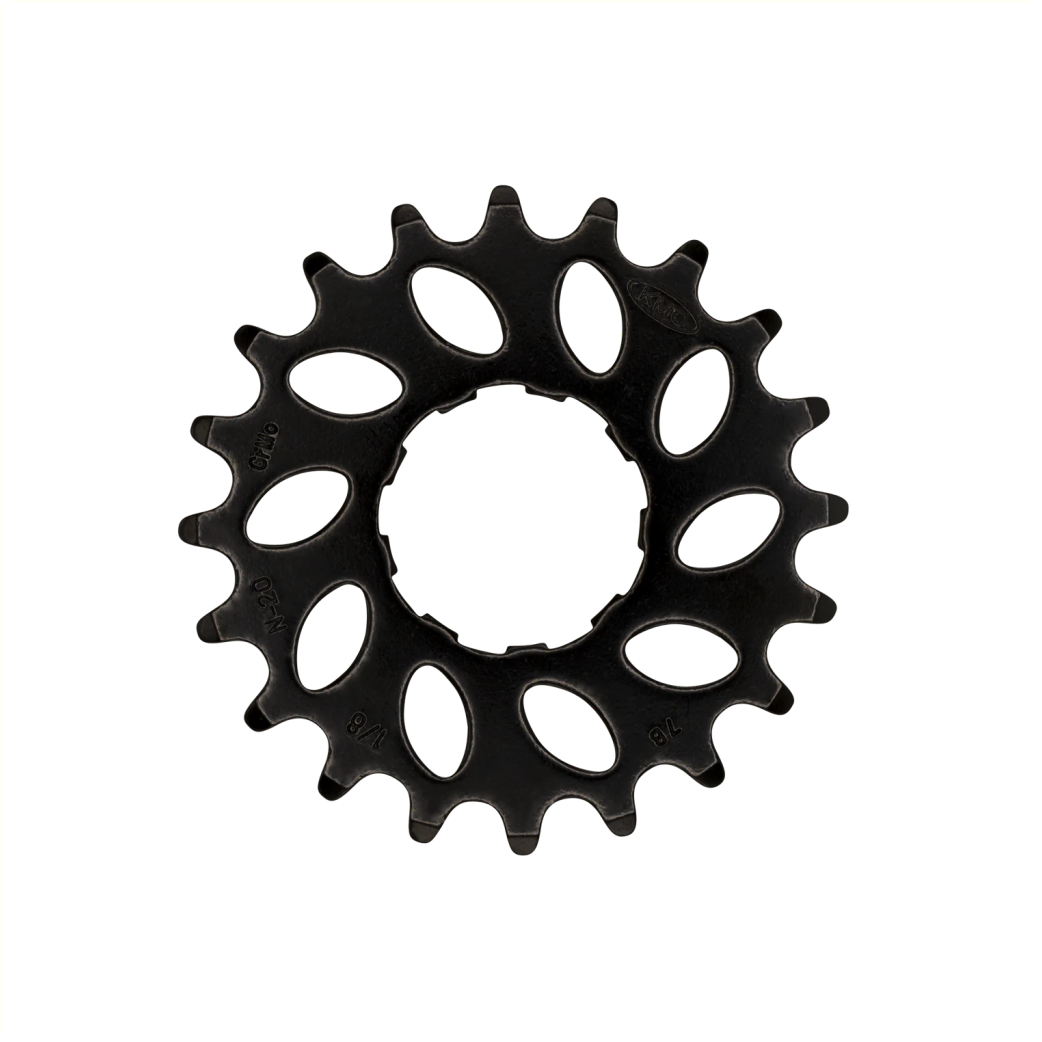 KMC R-förmiges Enviolo schmales 20-Zähne-Kettenrad. Chromoly schwarz 1/2x1/8. Für Enviolo Nabenschaltung.