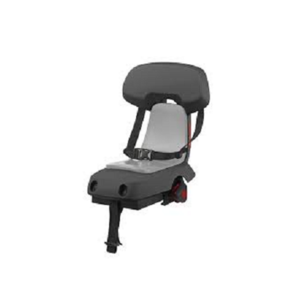 Polisport Guppy Junior leichter Rücksitz. Farbe: Grau. Unbekleidete Version. Lieferung ohne transparente Schutzplatten und Kabelbinder.