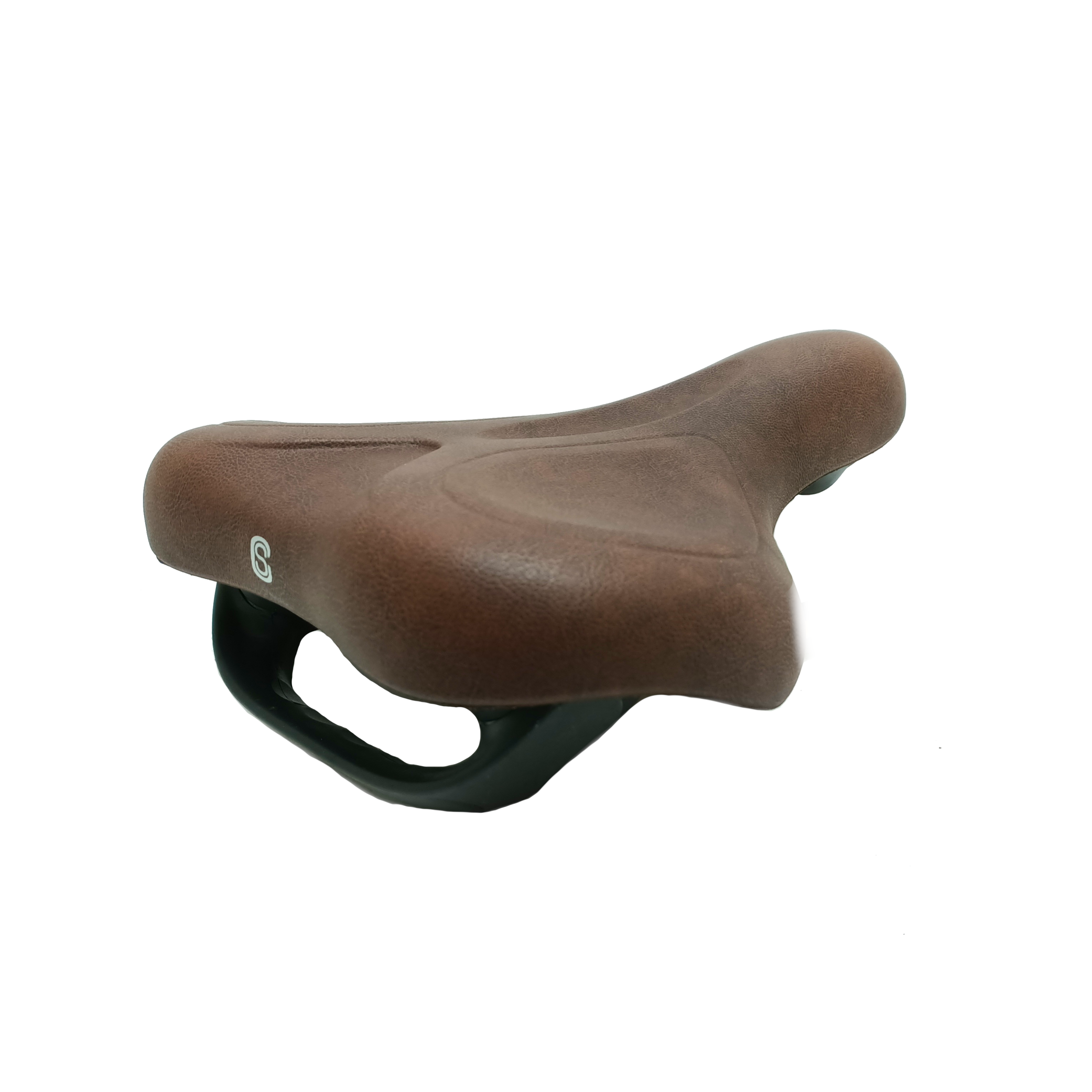 Selle Comfort Sattel E-Bike Soft mittelbraun mit Griff, ohne Sattelgurt.