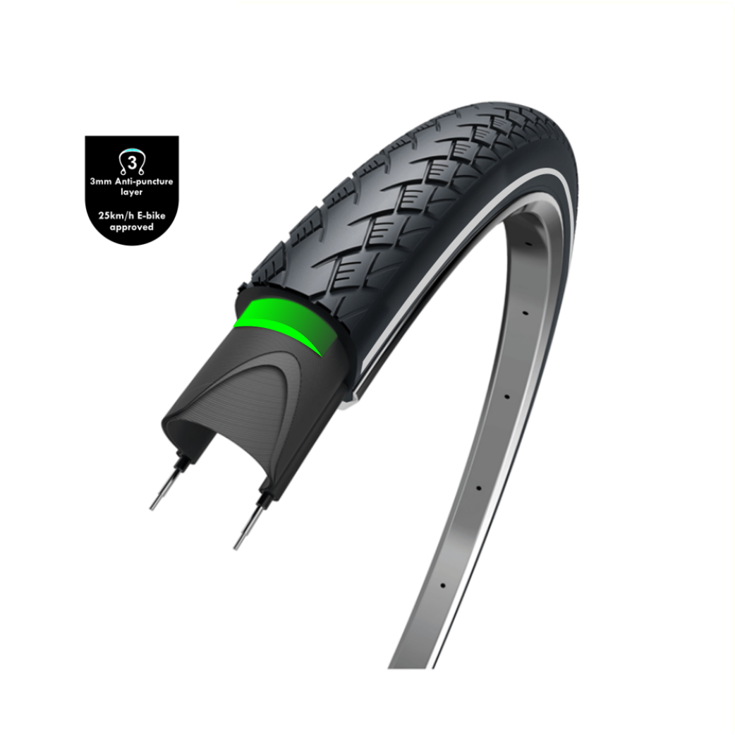 WOLFF Metro Elite (3 mm Pannenschutzschicht), schwarz mit Reflexion, 28x1 5/8, ETRTO 37-622