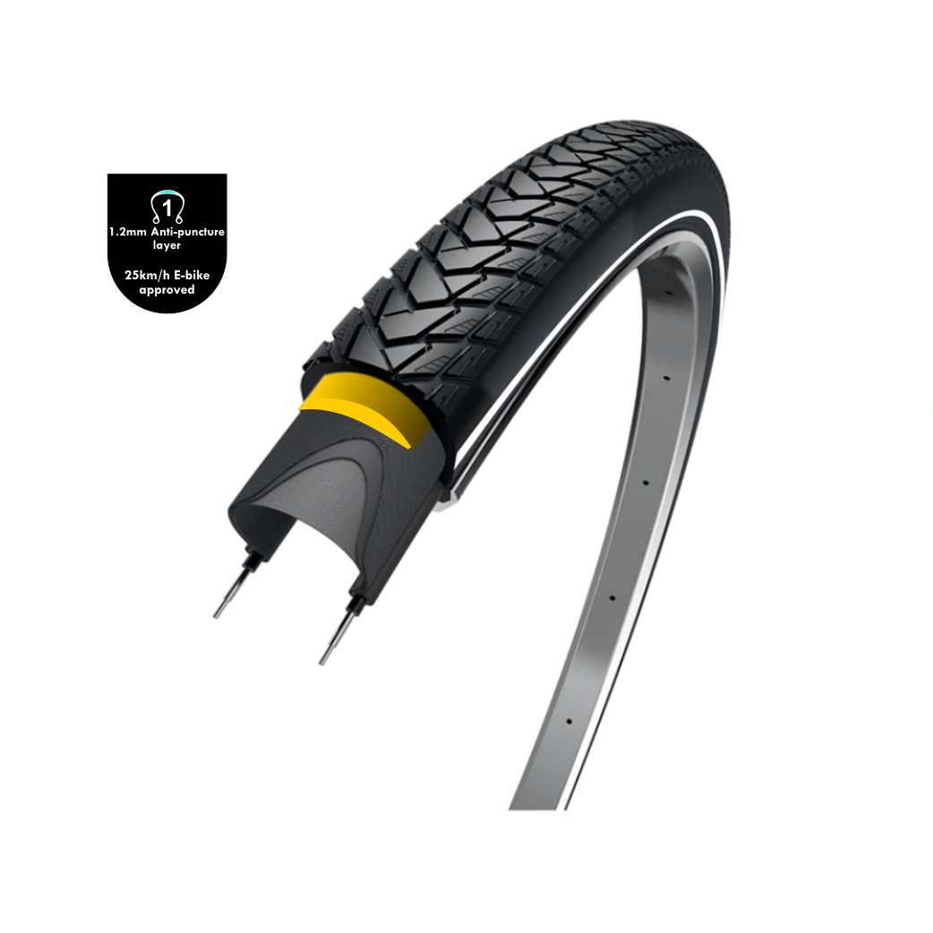 WOLFF Traveler (1,2 mm Pannenschutzschicht), schwarz mit Reflexion, 28 x 1,75, ETRTO 47-622