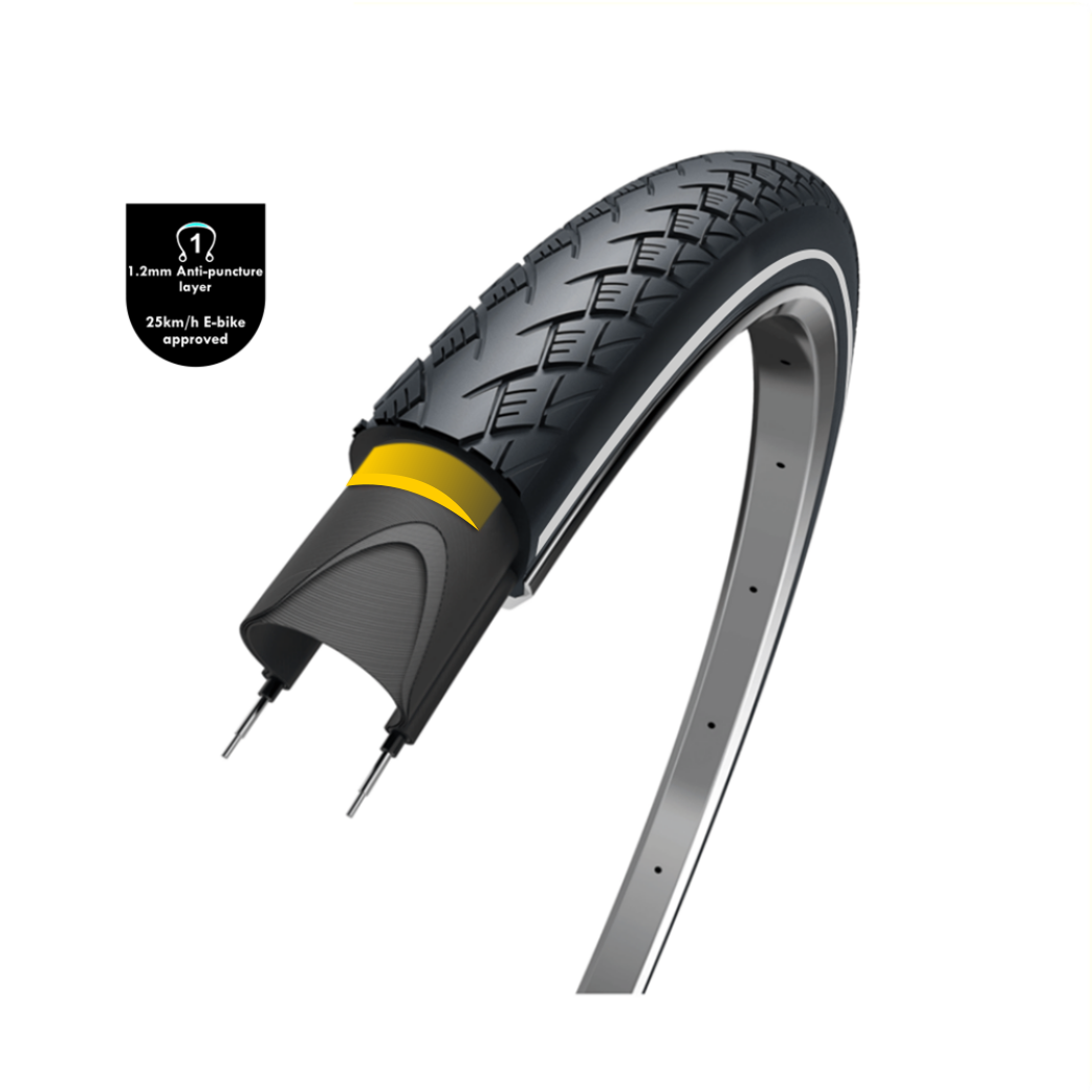 WOLFF Metro Elite (1,2 mm Pannenschutzschicht), schwarz mit Reflexion, 28x1 5/8x1 3/8, ETRTO 37-622