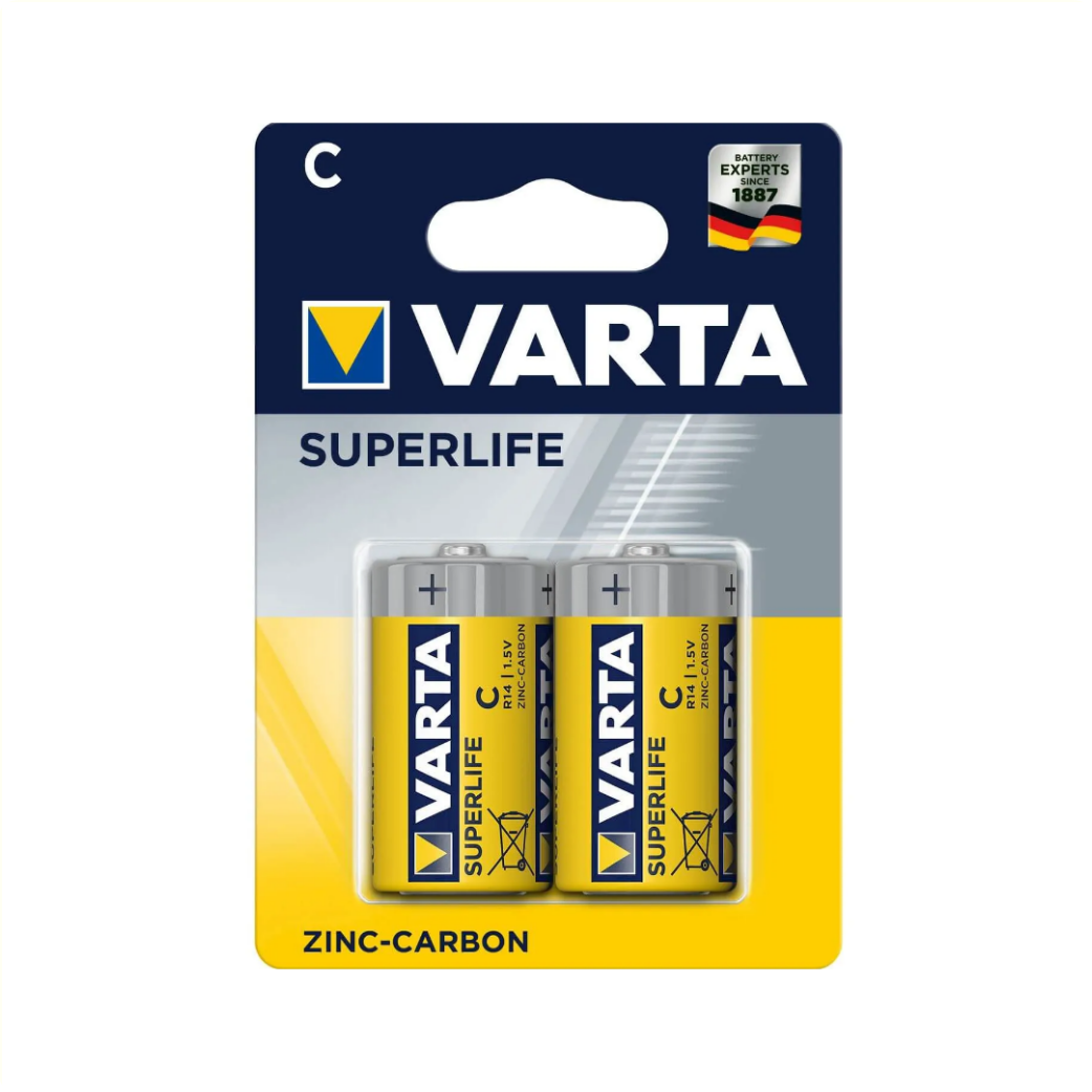 Piles Varta C R14 Superlife Zinc-Carbone par 2