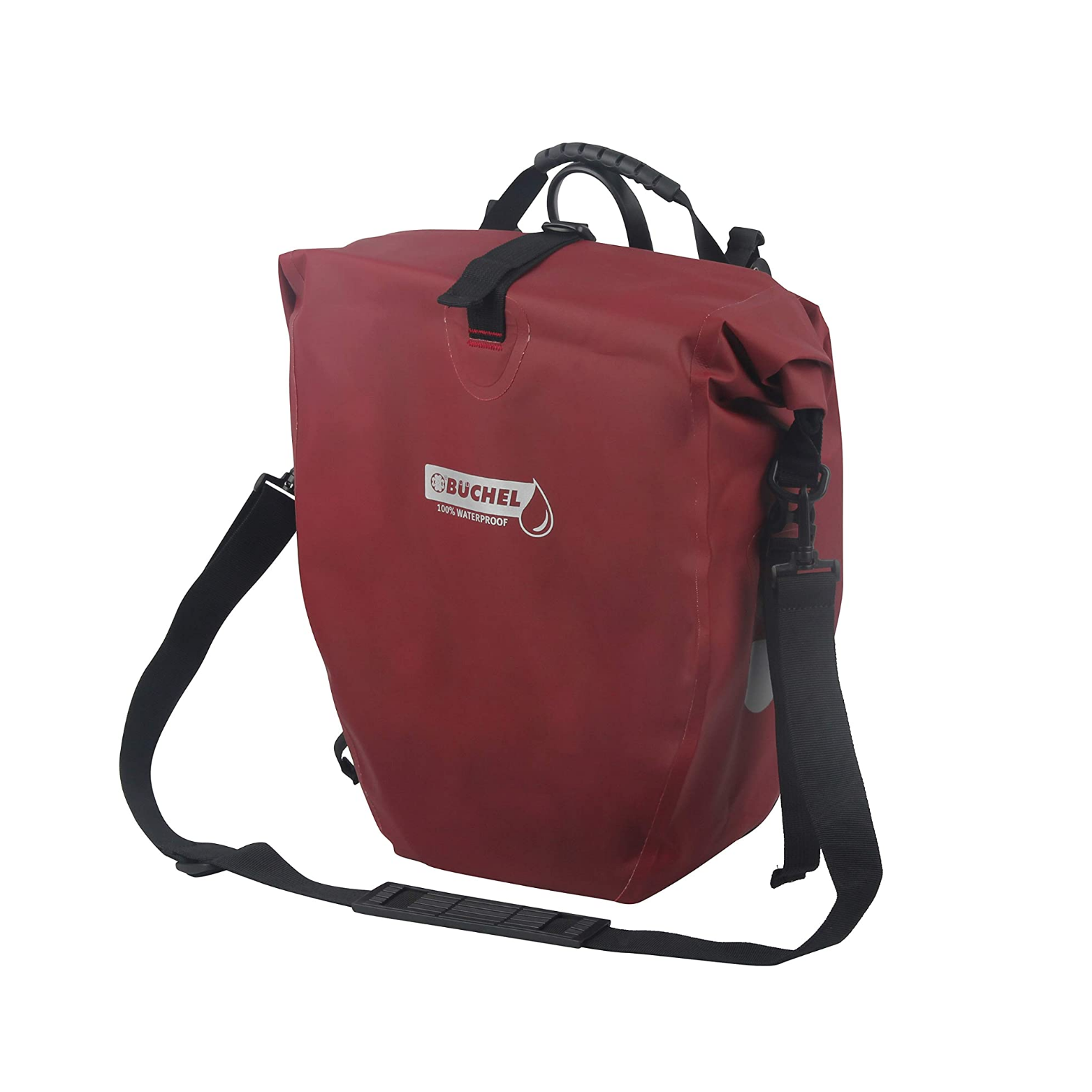 Büchel 100 % wasserdichte Einzelfahrradtasche 25,4 l Merlot