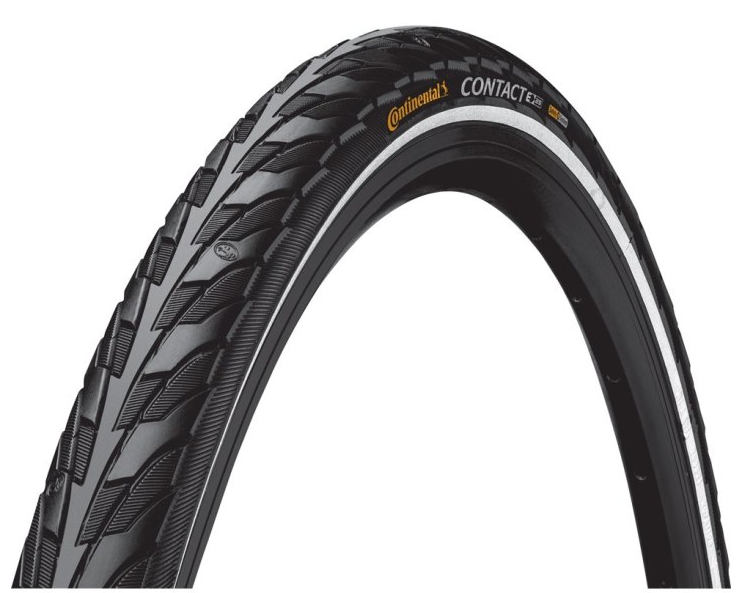 Continental Contact Außenreifen, Schwarz/Natur mit Reflektoren, 28x1.60 ETRTO 42-622 (25 km/h E-Bike-zugelassen)
