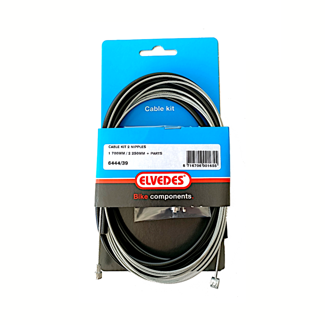 Elvedes-Kabel, Hinterradbremse, 2 Nippel, schwarz 1,65-2,0 M