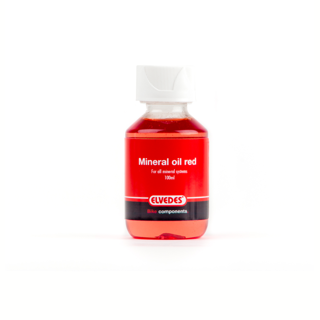 Elvedes Mineralöl für alle mineralischen Bremssysteme. Flasche 100 ml, Farbe Rot.