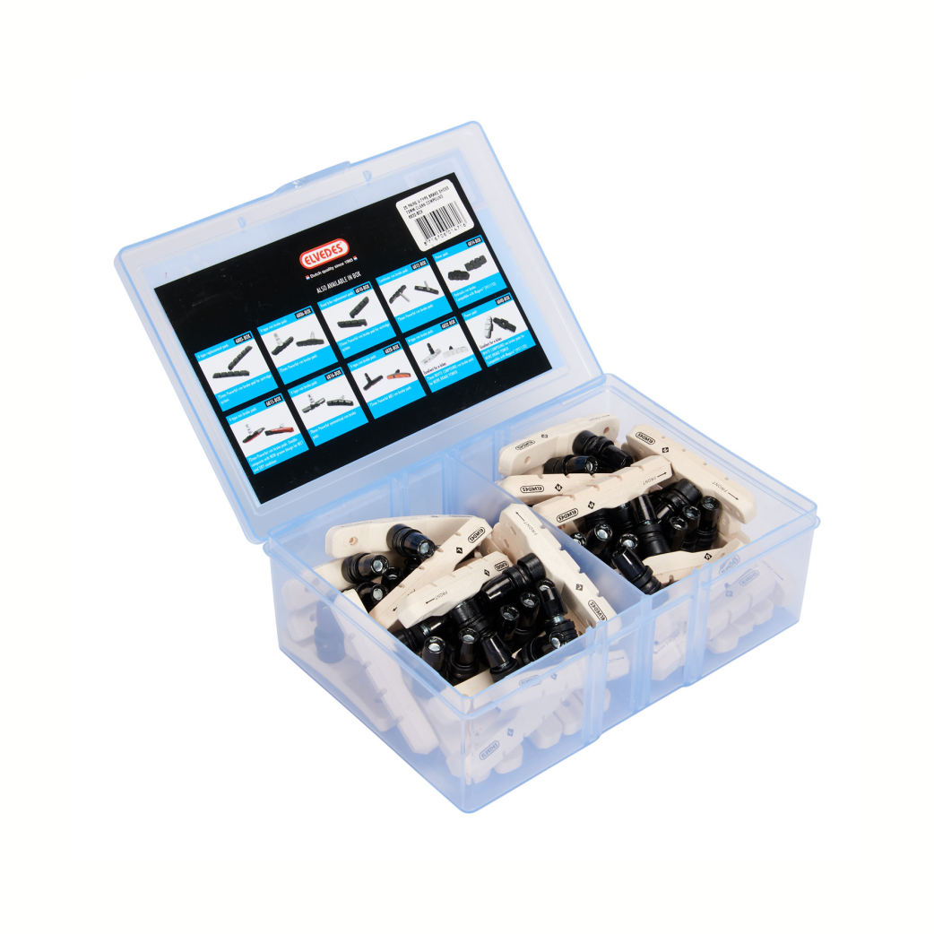 Elvedes weiße V-Brake-Bremsbeläge, pro 25 Paare