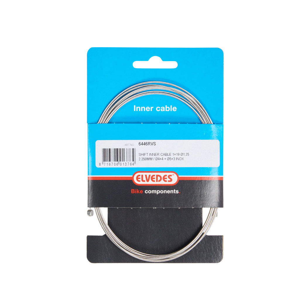 Elvedes-Innenschaltzug 2250 mm 1×19-adriger Edelstahl Ø1,25 mm mit N-Nippel Ø4×4 und T-Nippel Ø5×3