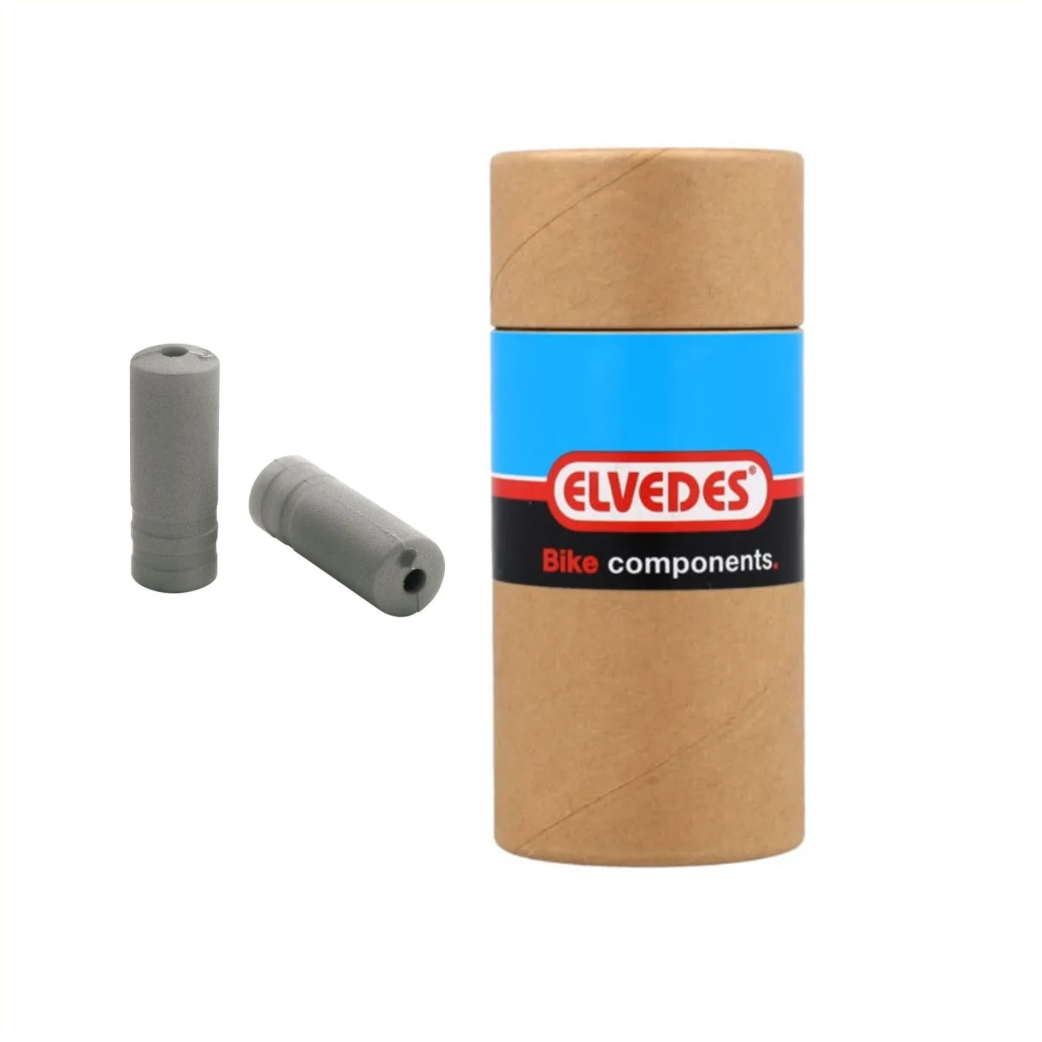 Elvedes 5,0 mm PVC-Silberkabelendkappen. 100 Stück in einer Tube.
