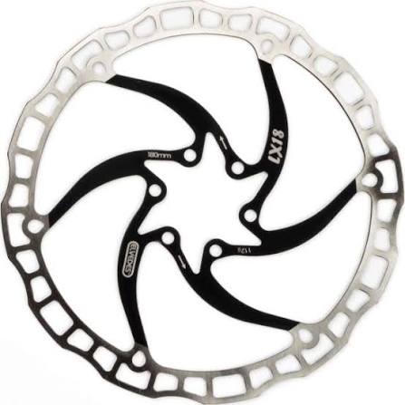 Elvedes LX18 einteilige Bremsscheibe ø180 mm 112 g mit 6 schwarzen Bremsscheibenschrauben