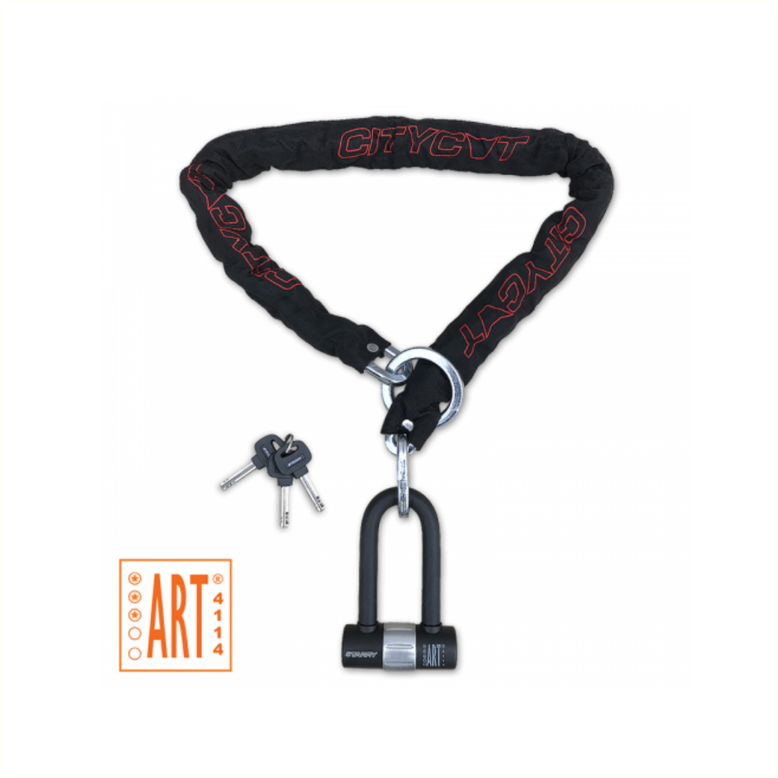 Sternenkettenschloss Citycat ART*** 120 x 10 mm. mit Lauf und Mini-Bügelschloss