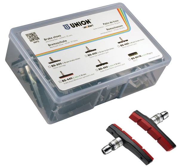 Union BS-440 V-Brake Bremsbelag 80 mm (nicht symmetrischer Stift). Pro 25 Paar, für E-Bike