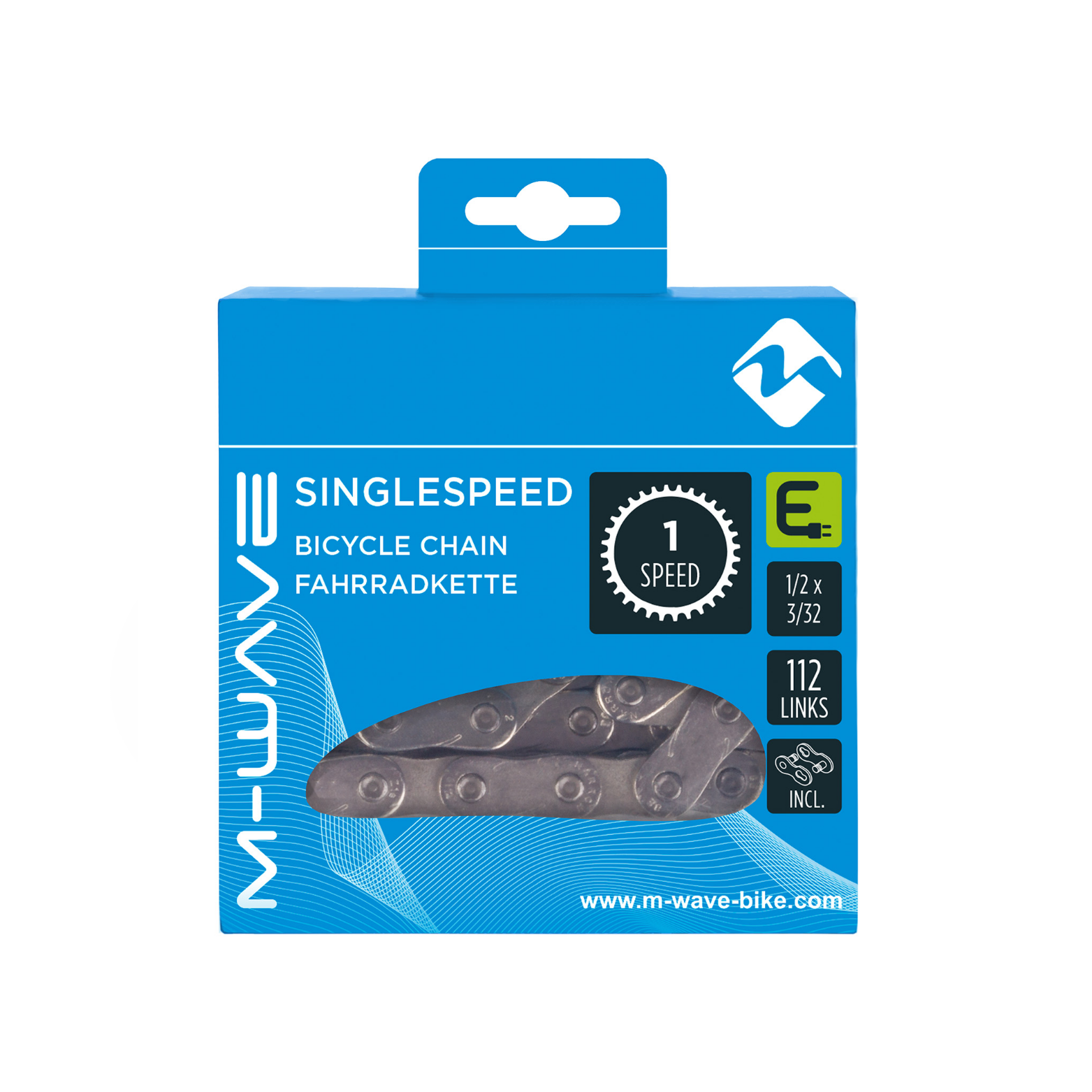 M-Wave Kette Singlespeed E-Bike, 1/2x3/32 112L Silber
