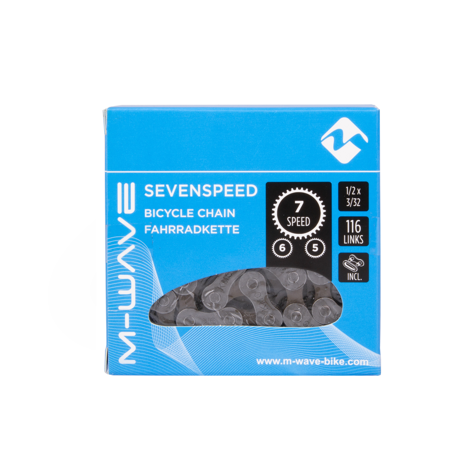 M-Wave-Kette 5/6/7-Gang, 1/2x3/32 116L 7,3 mm grau/braun