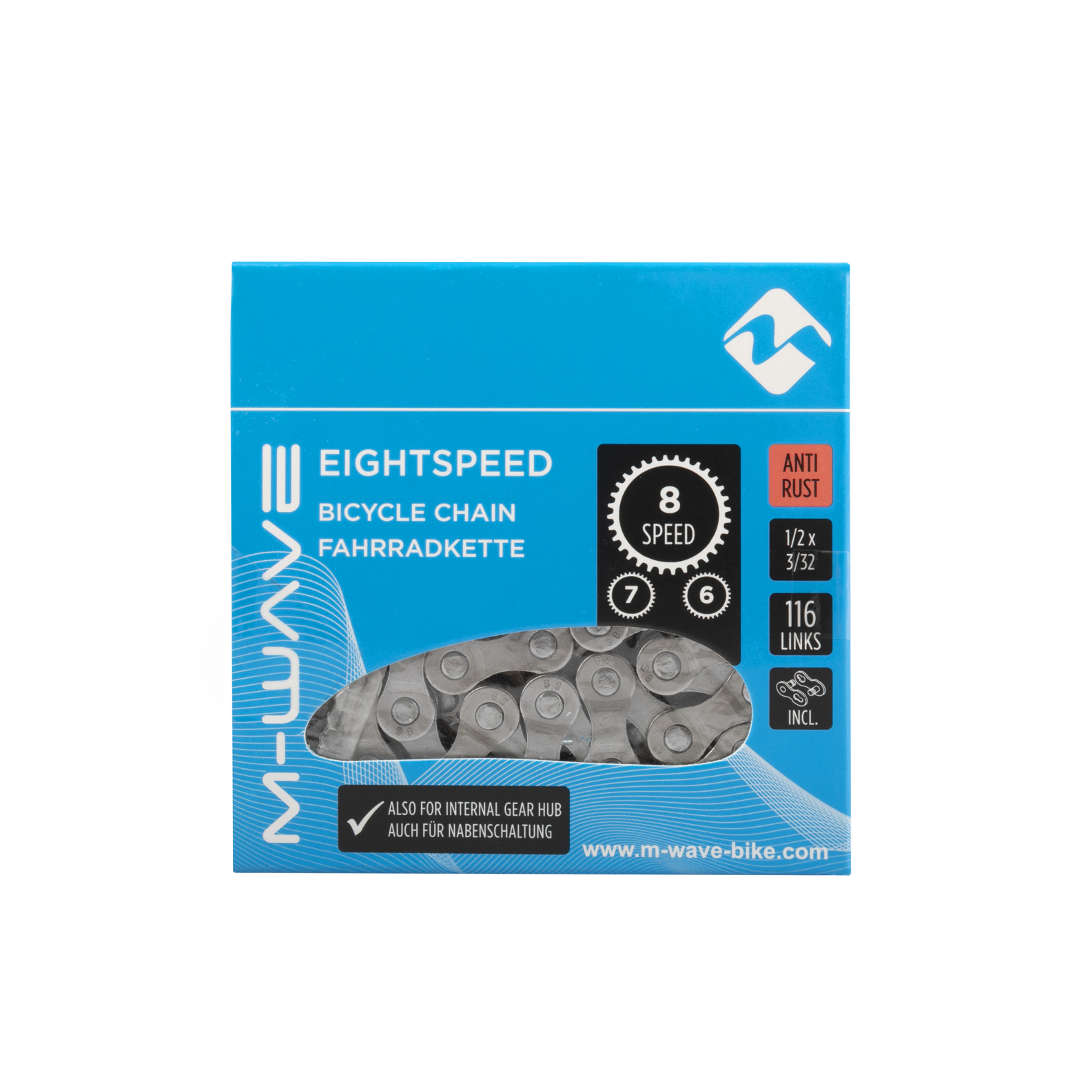 M-Wave-Kette 5/6/7-Gang, 1/2x3/32 116L 7,3 mm grau/braun