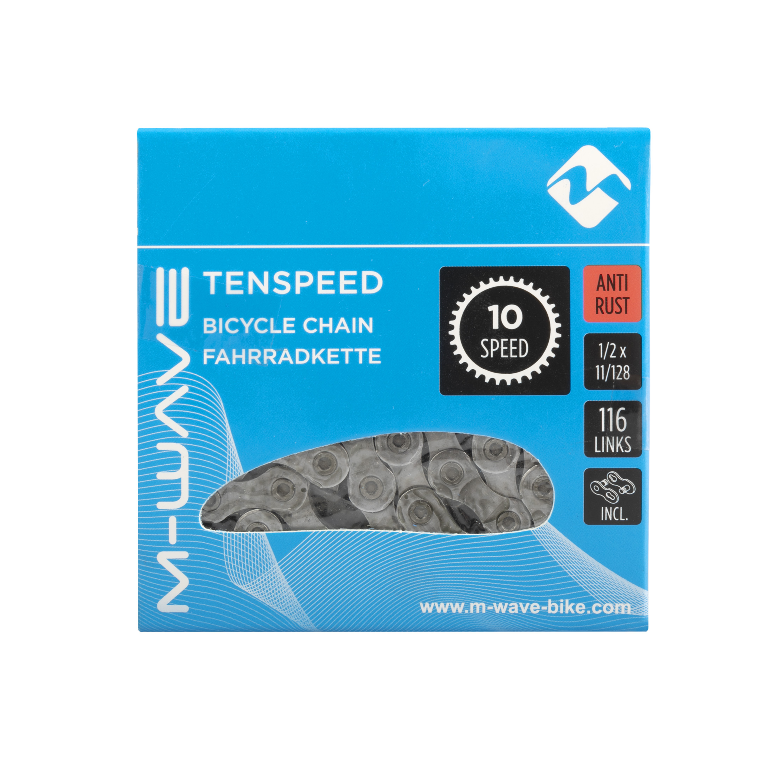 M-Wave-Kette 10-fach, 1/2x11/128 116L Silber rostfrei