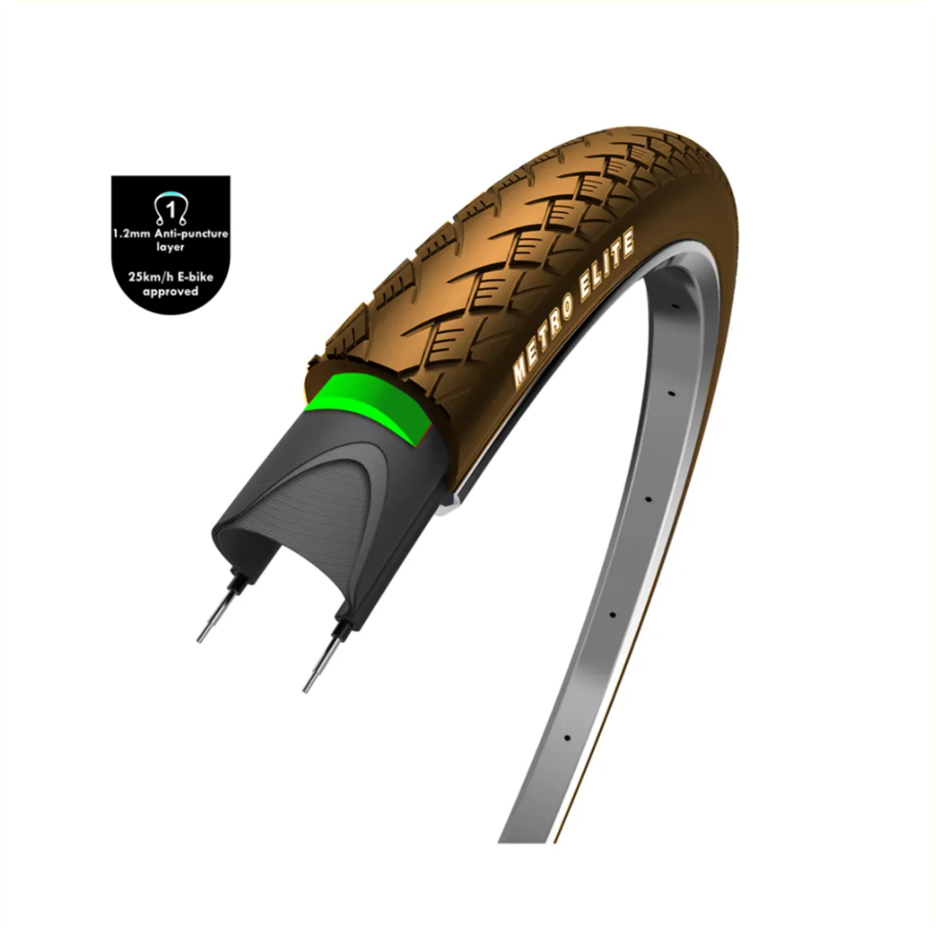 WOLFF Metro ELite, braun mit Reflexion, 28x1,75, ETRTO 47-622, 1 mm Pannenschutzschicht