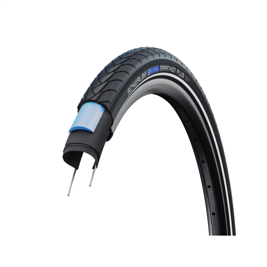 Schwalbe Marathon Plus (Smartguard 5 mm Pannenschutz), Schwarz mit Reflexion, 26 x 1,75, ETRTO 47-559