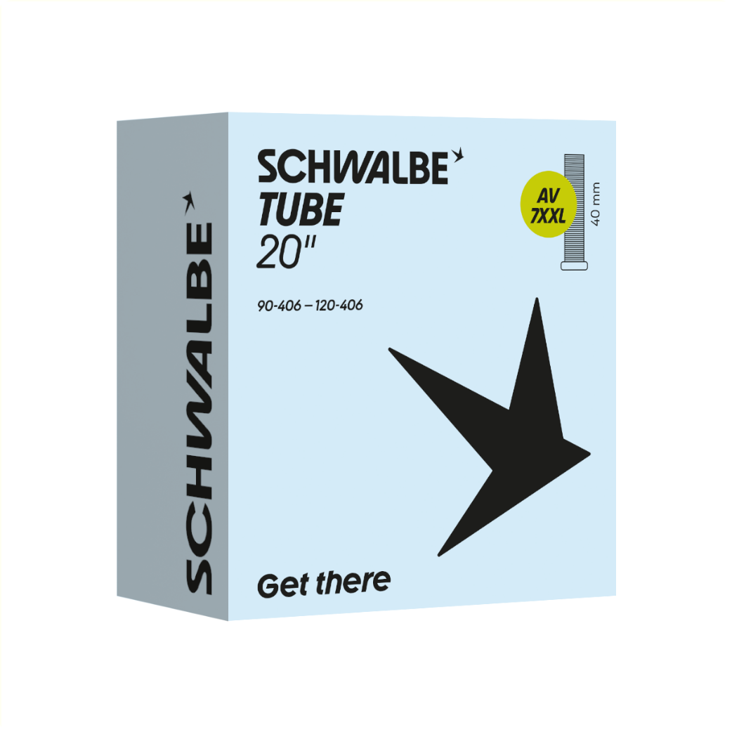 Schwalbe Schlauch AV7XXL, Fatbike 20x4.00-4.90. ETRTO 90/120-406, Schrader-/Autoventil 40 mm