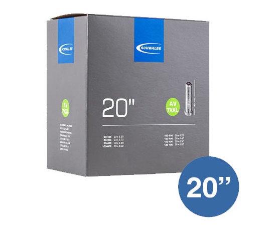 Schwalbe Schlauch AV7XXL, Fatbike 20x4.00-4.90. ETRTO 90/120-406, Schrader-/Autoventil 40 mm