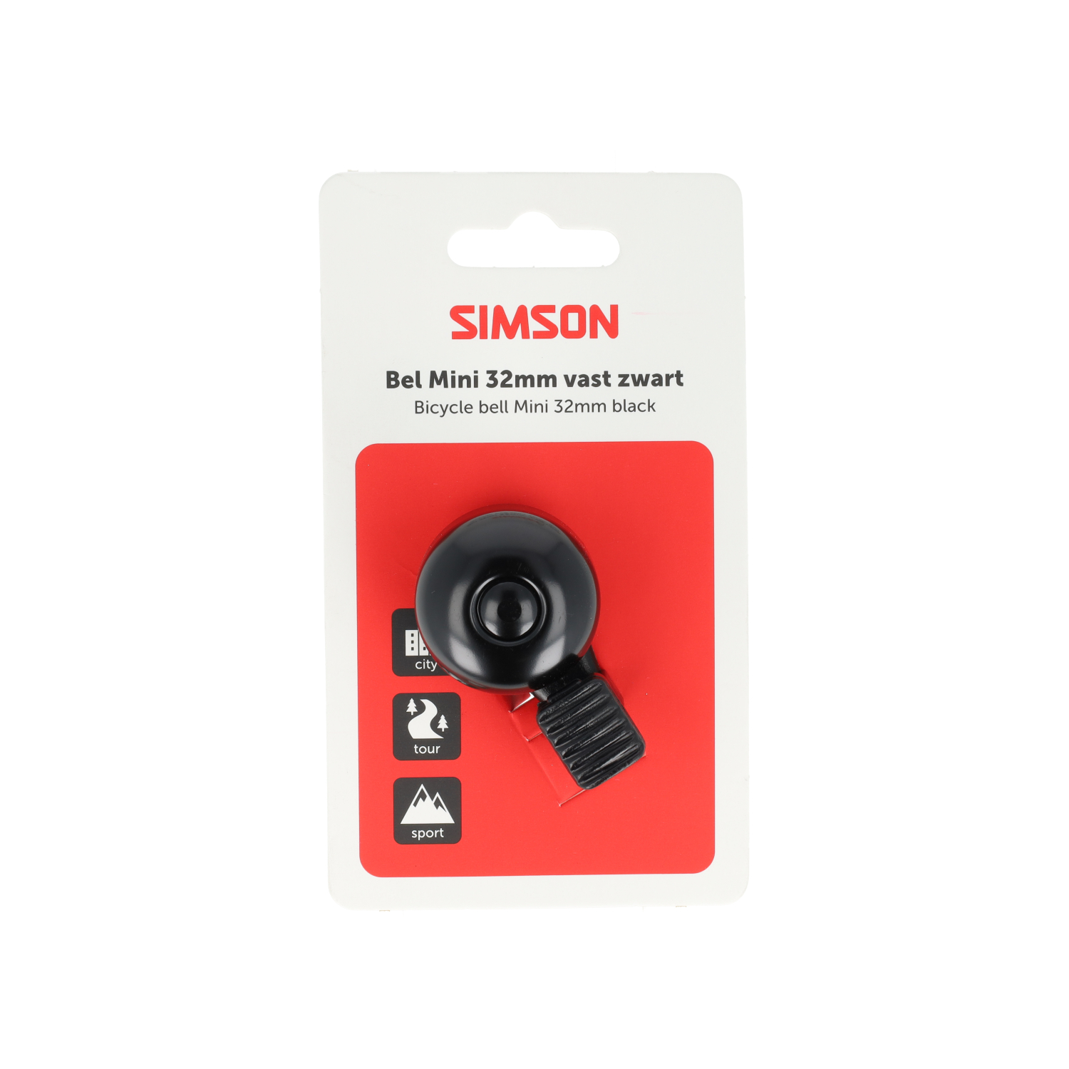 Simson Bel Mini 32mm, feste Kunststoffmontage, schwarz