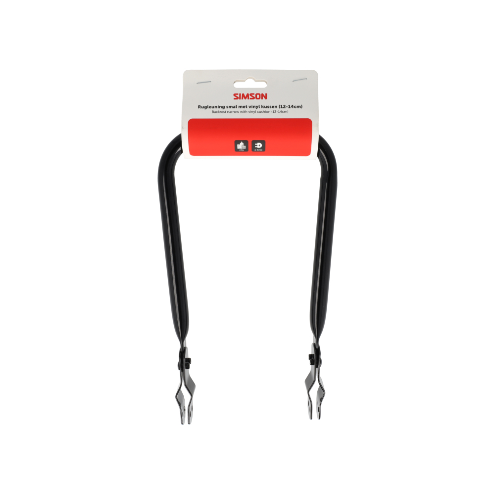 Simson Gepäckträger-Rückenstütze 14 cm Schwarz mit Vinyl-Rückenkissen.