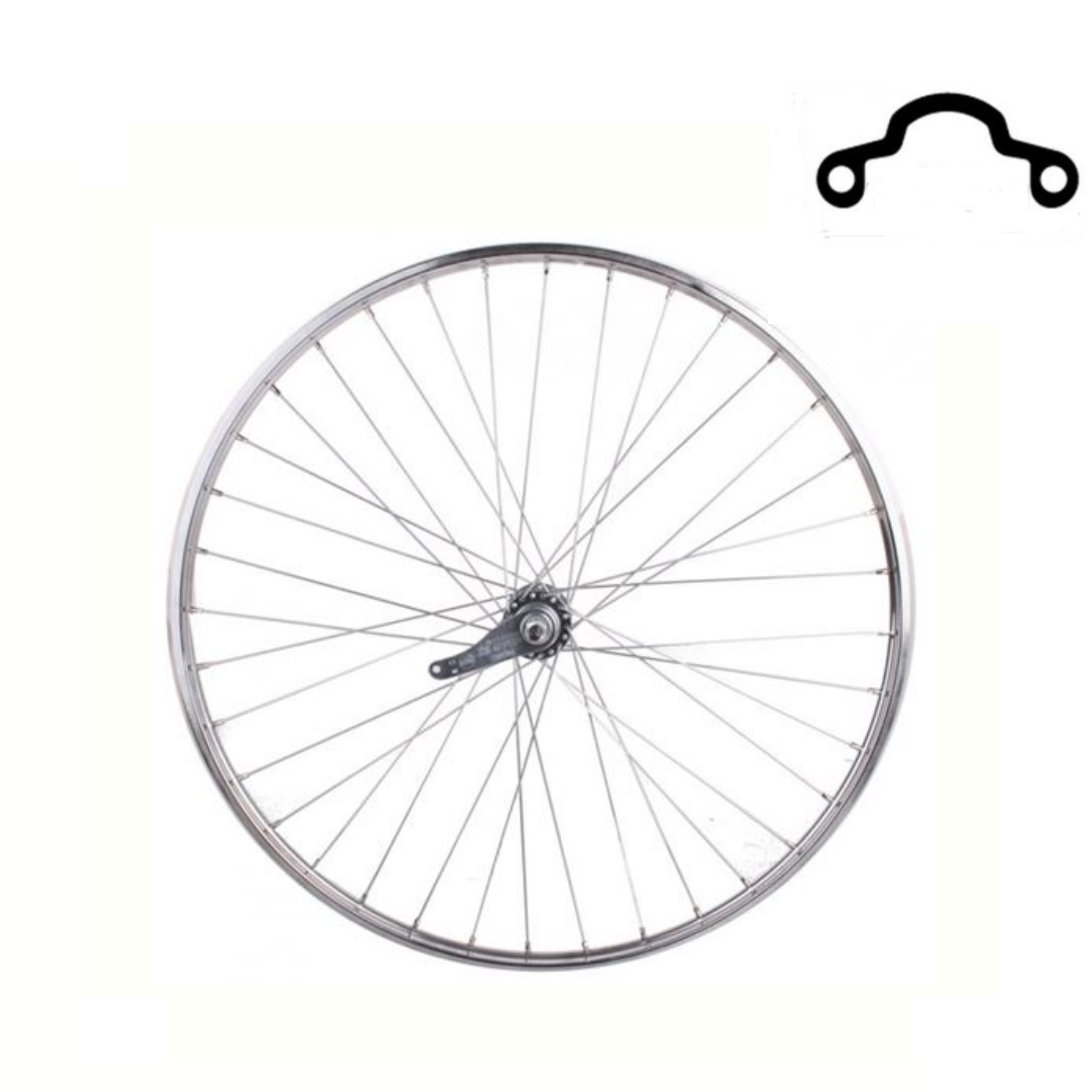 Hinterrad 28x1 1/2 KT-Bremsnabe, 13 Speichen, hochglanzpolierte Westwood-Profilfelge