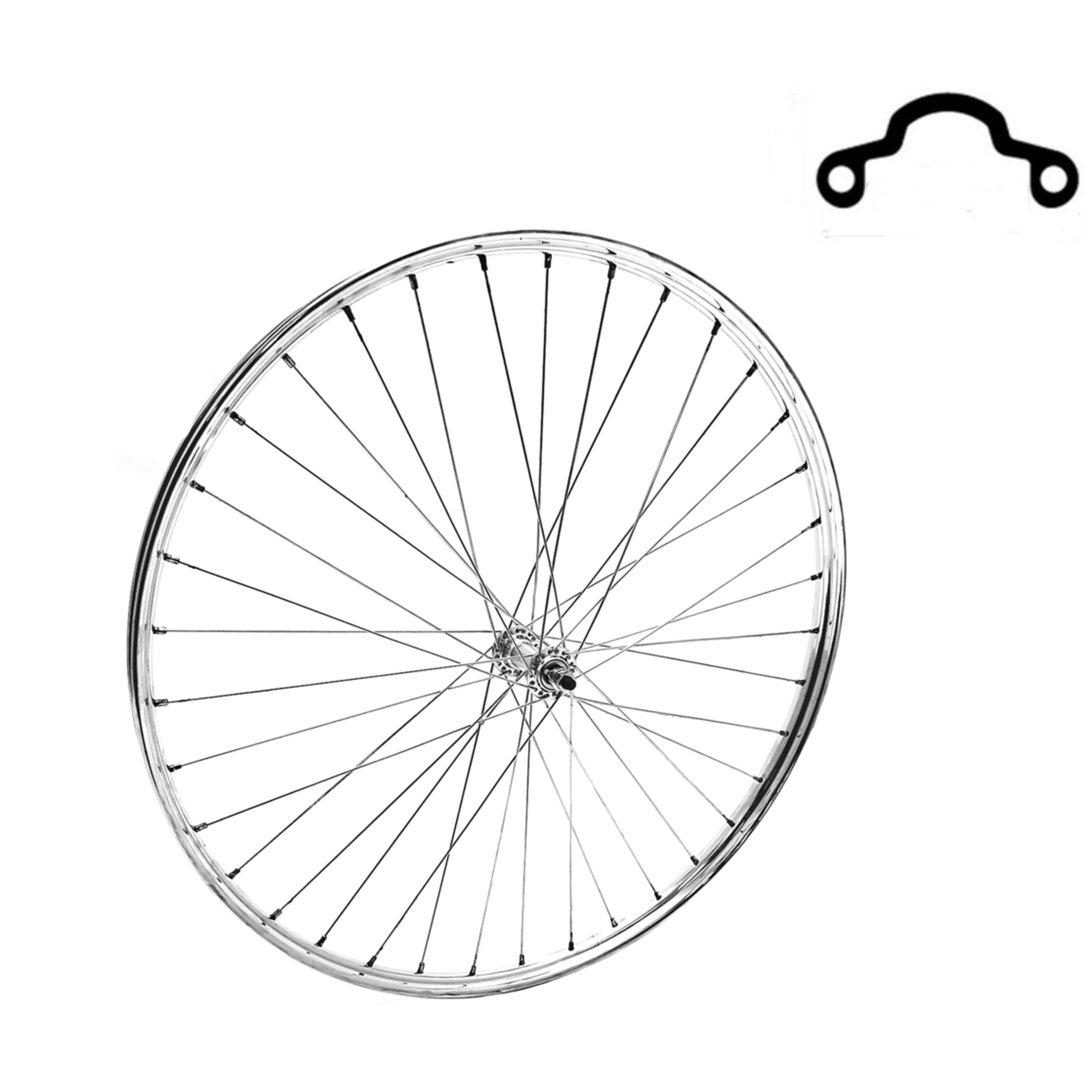 Vorderrad 28x1 1/2 Aluminium Westwood-Profil hochglanzpoliert, Vorderradnabe aus Aluminium, Speiche 13